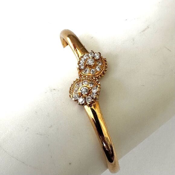 Gold tone rhinestone bangle bracelet - Picture 4 of 8